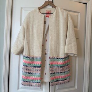 Anthropologie Vilagallo
Embroidered Woven Tweed
Long Jacket